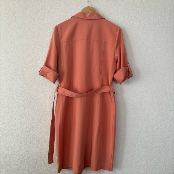 Sharagano Women's Short Sleeve Casual Shirt Dress with Front Pockets Size 14 - Picture 4 of 12